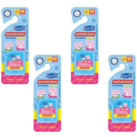 Imagem de 4 fio dental infantil - peppa pig - 20m - azul - dentalclean