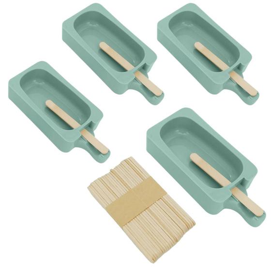 Imagem de 4 Formas De Sorvete Com 100 Palitos Madeira Silicone Verde