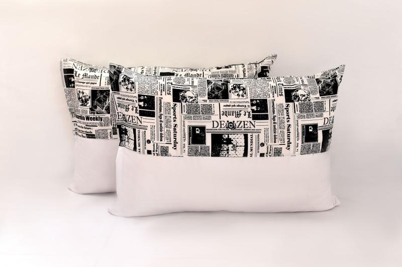 Imagem de 4 Fronha 100%algodão Estampado Meio Branco Jornal Com Ziper