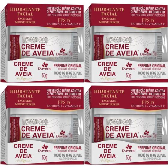 Imagem de 4 Hidratante Facial Creme de Aveia Classico 50g Davene