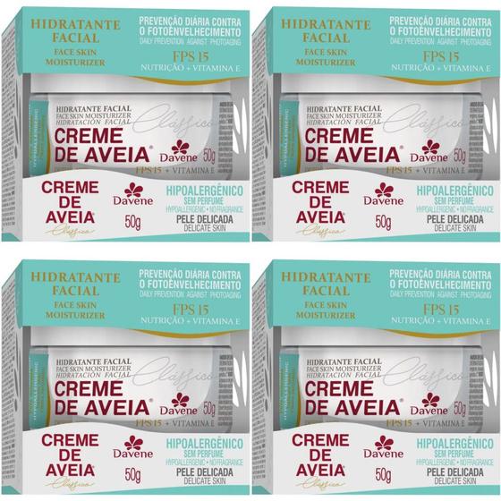 Imagem de 4 Hidratante Facial Creme de Aveia Hipoalergenico 50g Davene