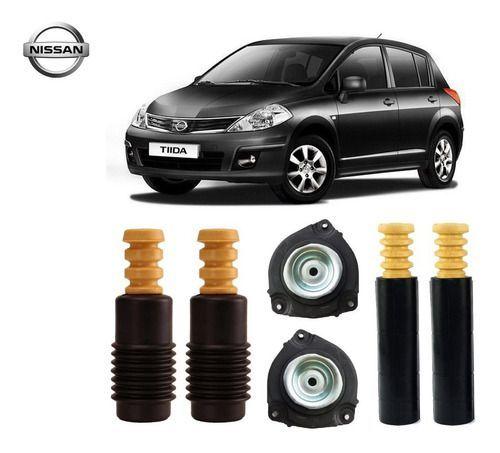 Imagem de 4 Kit Coxim Batente Coifa Dianteiro Traseiro Nissan Tiida 2010 2011 2012