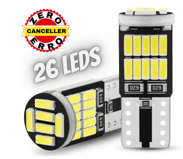 Imagem de 4 Lâmpadas T10 Luz Forte 6000K 26 Leds  Canbus Zero Erro Canceller