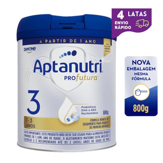 Imagem de 4 Latas Fórmula Infantil em pó Aptamil Profutura 3 Danone - 800gr