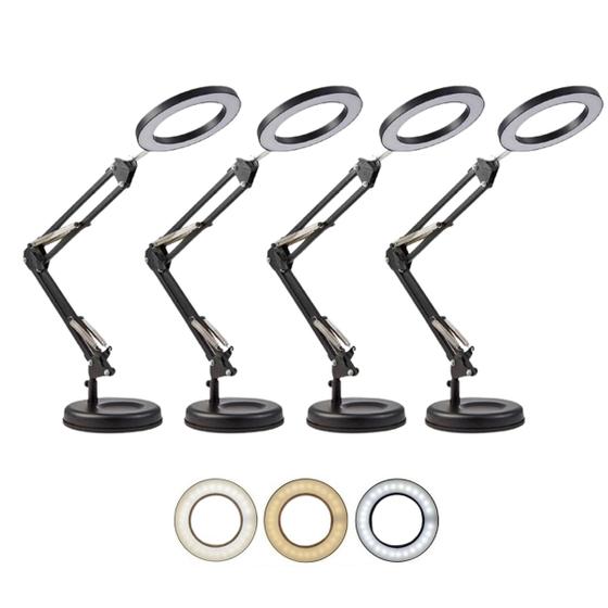 4 luminária Articulada De Mesa Led 3 Cores Cabeceira Bet14 Acende a