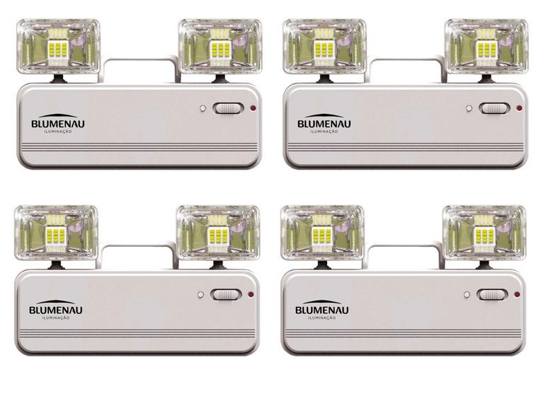 4 Luminarias Bloco Emergencia Led 600 Lumens 2 Faróis Blumenau