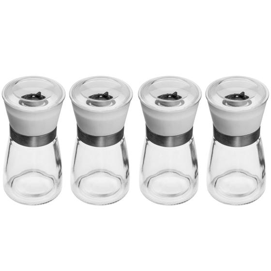Imagem de 4 Moedores de Sal e Pimenta Temperos 170ml Lyor em Vidro com Moinhos de Cerâmica