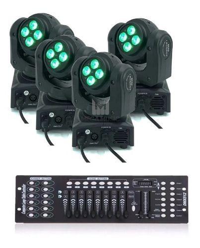 Imagem de 4 Moving Doble Face 12w 4 Led Rgbw Quadriled + Mesa Dmx 16ch