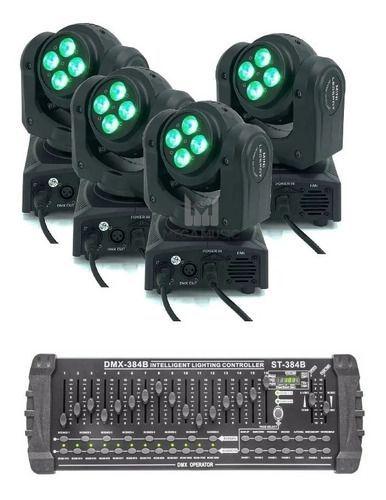 Imagem de 4 Moving Doble Face 12w 4 Led Rgbw Quadriled + Mesa Dmx 32ch
