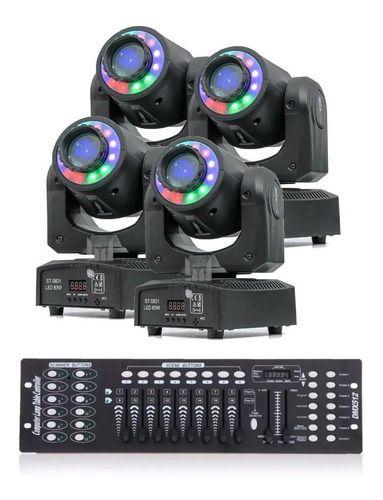 Imagem de 4 Moving Head Spot Led 60w 8 Cores Fita Led + Mesa DMX 16CH