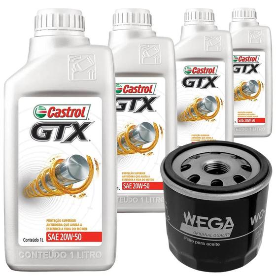 Imagem de 4 Óleo Mineral 20W50 Castrol e Filtro Óleo Wega Ford Ka Flex 2014 a 2021