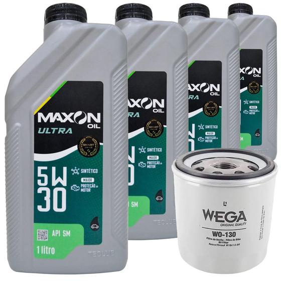 Imagem de 4 Óleo Sintético 5W30 Maxon e Filtro Óleo Wega Celta 00 a 14