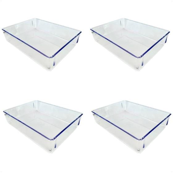 Imagem de 4 Organizadores Modular G Empilhável 23x17x5,5 Transparente