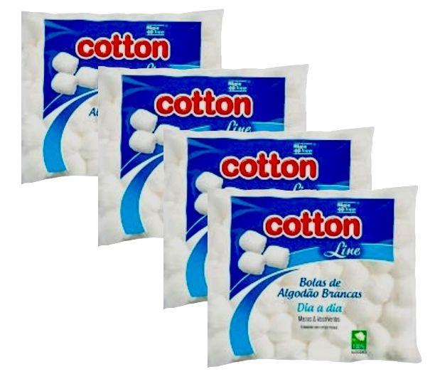 Imagem de 4 Pacotes Algodão Bolas Branco Cotton Line 40 Gramas