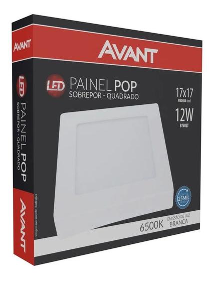 Imagem de 4 Painel Plafon 12w Led Quadrado Sobrepor Branco Frio 6500k