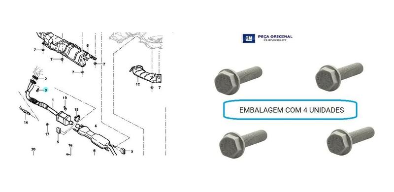 Imagem de 4 Parafusos Tubo Escapamento Astra 2009 2010 2011 Gm93298986