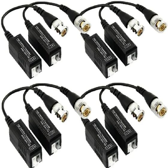 Imagem de 4 Pares Video Balun Camera Cftv Conversor Utp Hd tvi cvi ahd