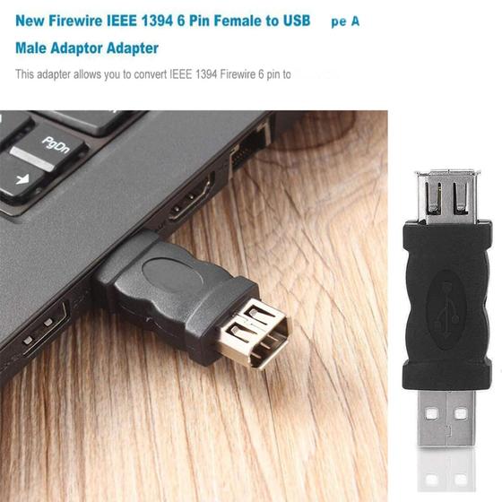 Imagem de 4 pc para firewire ieee 1394 6 pinos fêmea f para usb m macho adaptador conversor marceneiro pc