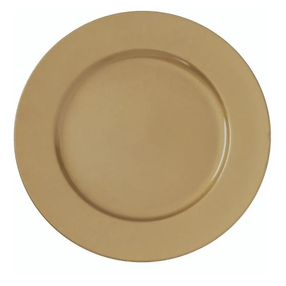 Imagem de 4 Peças Sousplat Redondo Dourado Liso Polipropileno 33cm Prato Mesa - Mimo Style