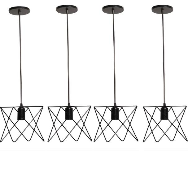 4 Pendente Aramado Estrela Lustre de Teto Luminária industrial Estilo