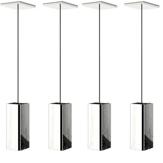 Imagem de 4 Pendentes Industrial Inox Quadrado Moderno Luminária Elg