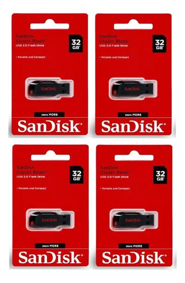 Imagem de 4 Pendrives Sandisk 32gb Entrada Usb 2.0