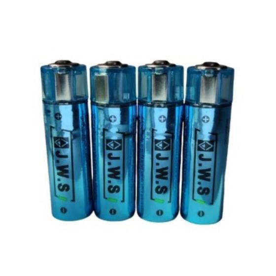 4 Pilhas AA Recarregável USB 1.5v 1.500mAh JWS Pequena Menor preço em 4 Pilhas AA Recarregável USB 1.5v 1.500mAh JWS Pequena