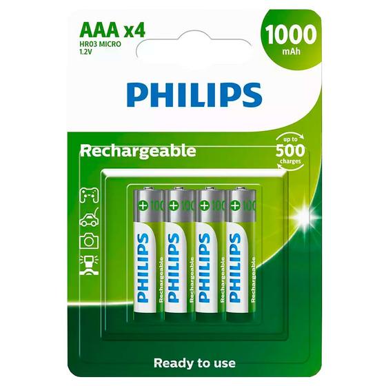 Imagem de 4 Pilhas Recarregaveis Aaa Philips