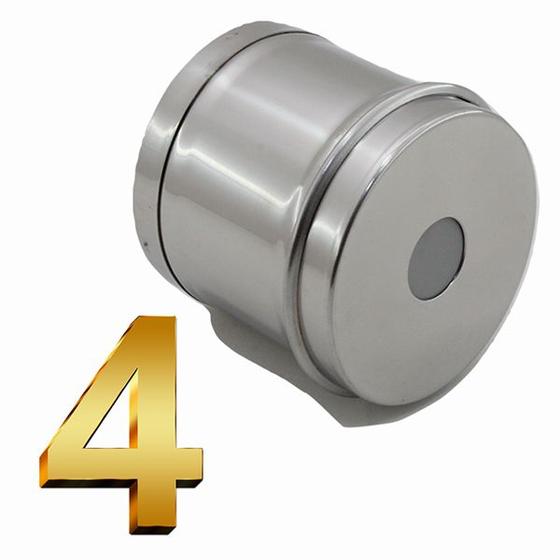 Imagem de 4 Porta Algodão Cotonete Bebê Inox Mola Redondo 8 X 8cm