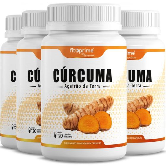 Imagem de 4 Potes Cúrcuma 600mg 120cps Fitoprime