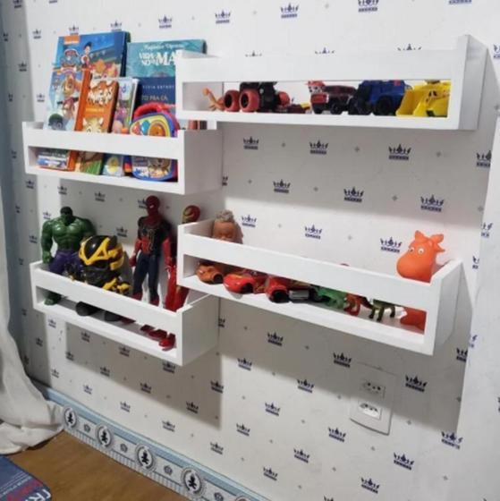 4 Prateleira 50cm livro infantil revistas e brinquedos, mdf branco - UNN