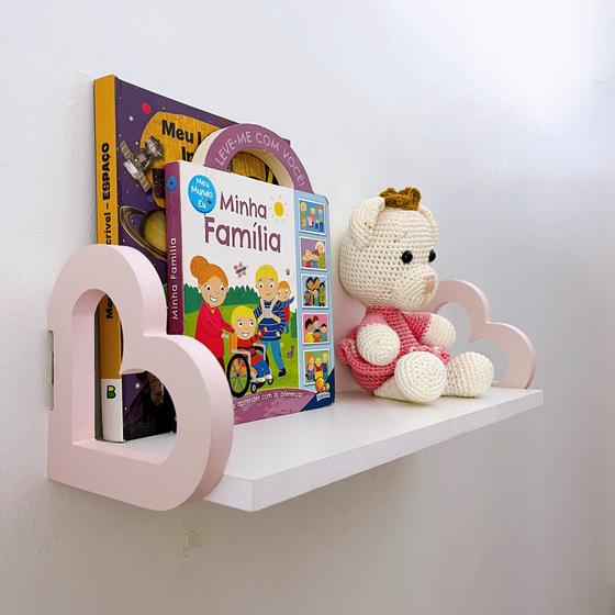 Imagem de 4 Prateleiras coloridas decoração infantil coração 60x15cm