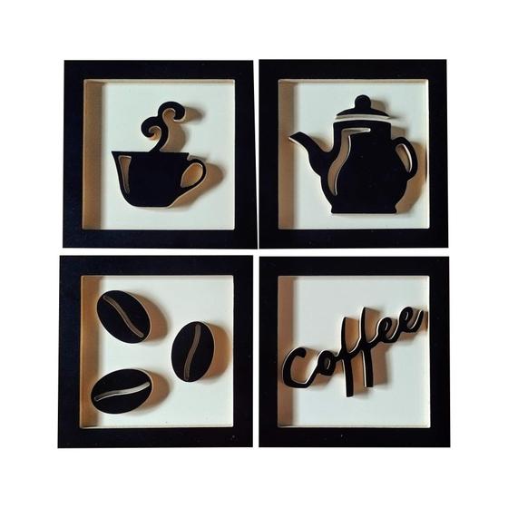 Imagem de 4 Quadros Cantinho Do Café Decorativo em Relevo