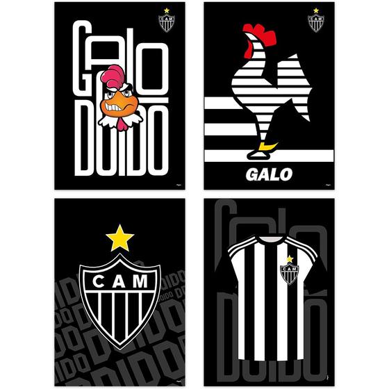 Imagem de 4 Quadros Cartaz Decoração Festa Atlético Mineiro