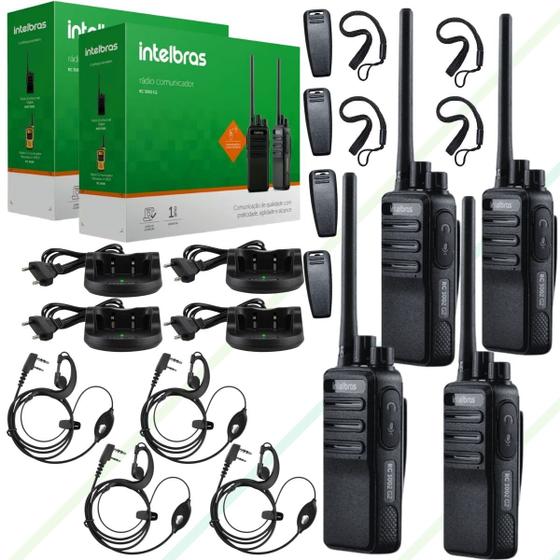 Imagem de 4 Rádio Comunicador Intelbras RC3002 G2 Com 4 Fones de Ouvido Simples