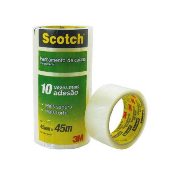4 Rolos Fita Adesiva Transparente p/ Emb 45mmx45m Scotch 3M Menor preço em 4 Rolos Fita Adesiva Transparente p/ Emb 45mmx45m Scotch 3M