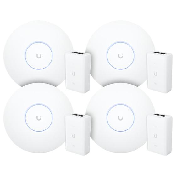 Imagem de 4 Roteadores Wi-fi 6 Access Point 3.0 Gbps + 4 Injetores Poe+  4 U6+ Ubiquiti Com 4 Fontes 48v 30w