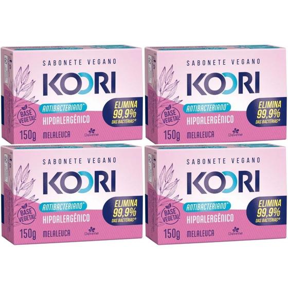 Imagem de 4 Sabonete Vegetal Koori Antibac Hipoalergenico 150g Davene