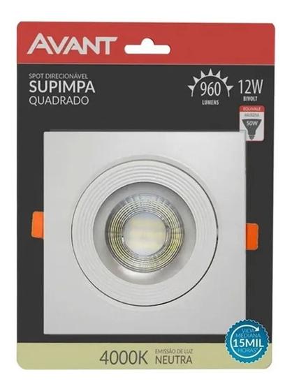 Imagem de 4 Spot Quadrado Embutir 12w Branco Neutro 4000k Sanca Gesso