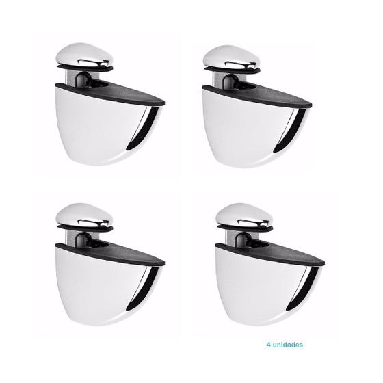 4 Suporte Tucano Médio para Prateleira Vidro Madeira Mdf Cromado Metal Menor preço em 4 Suporte Tucano Médio para Prateleira Vidro Madeira Mdf Cromado Metal
