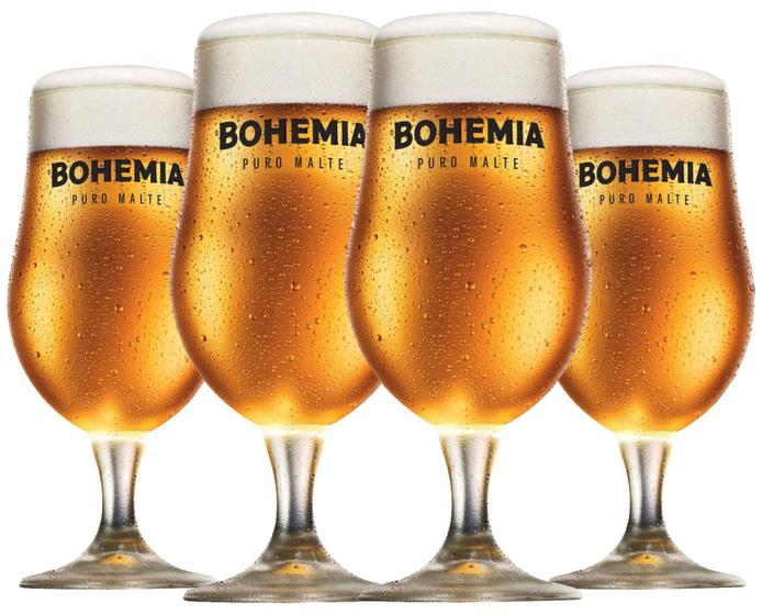 Imagem de 4 Taças Para Chopp e Cerveja Bohemia Pilsen - 380ml - Produto Ambev Oficial