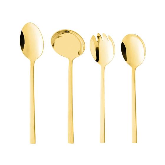 Imagem de 4 Talheres Wolff Firenze De Aço Inox Para Servir Dourado