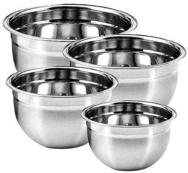 4 Tigelas Bowl Aço Inox Funda Multiuso Medidora P M G GG Menor preço em 4 Tigelas Bowl Aço Inox Funda Multiuso Medidora P M G GG