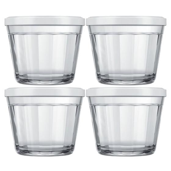 Imagem de 4 Tigelas De Vidro Americano Com Tampa 600ml Nadir