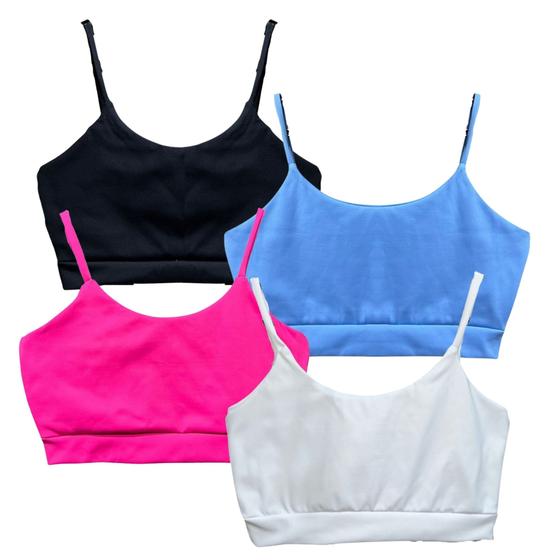 Imagem de 4 Tops De Alcinha Poliamida Kit Feminino De Academia Fitness