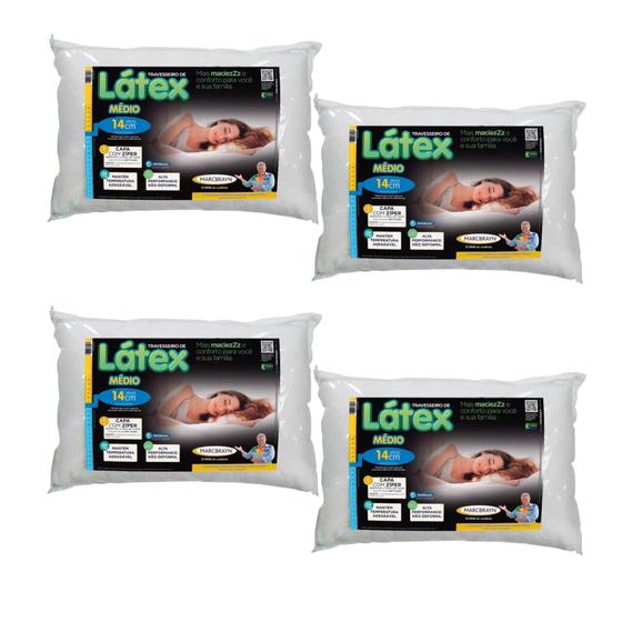 4 Travesseiros de Látex - Com Capa Removível - MarcByan Imagem de 4 Travesseiros de Látex - Com Capa Removível