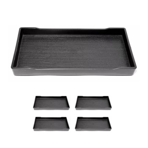 Imagem de 4 UN Bandeja Retangular Preta Plástico Organização 24cm