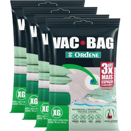 Imagem de 4 Vac Bag Extra Grande 80x100cm cada Saco à Vacuo para Edredom Ordene Transparente