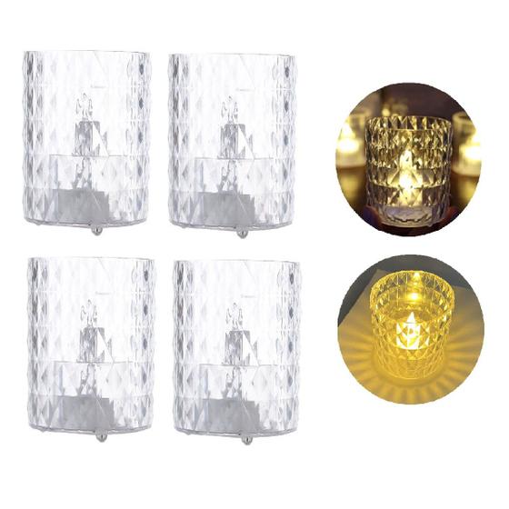 Imagem de 4 Velas Led com Suporte Castiçal Luminária Decoração Sem Fio
