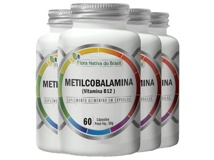 Imagem de 4 Vitamina B12 Metilcobalamina 414% 60 Cápsulas